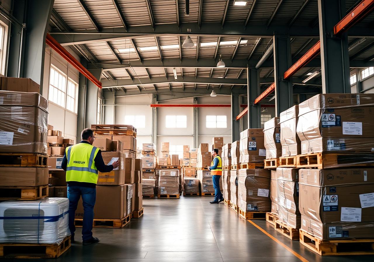 Manvira Enterprises warehouse with export pallets